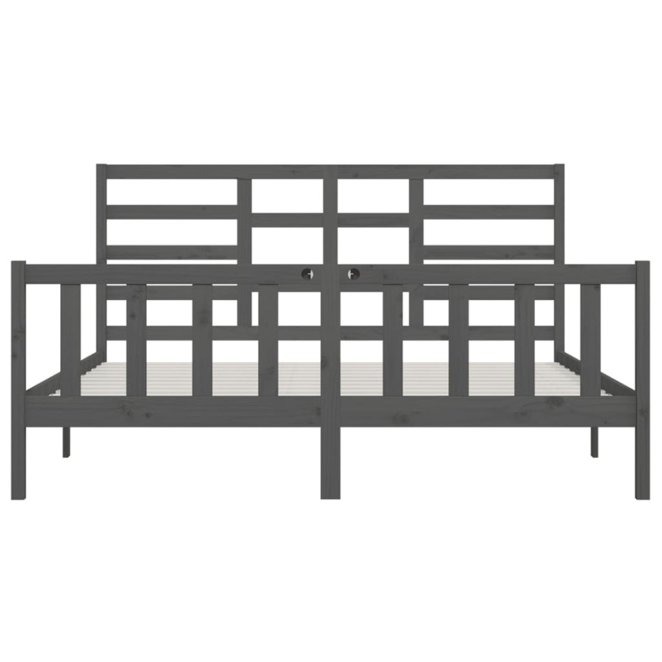 Estructura de cama de madera maciza de pino gris 200x200