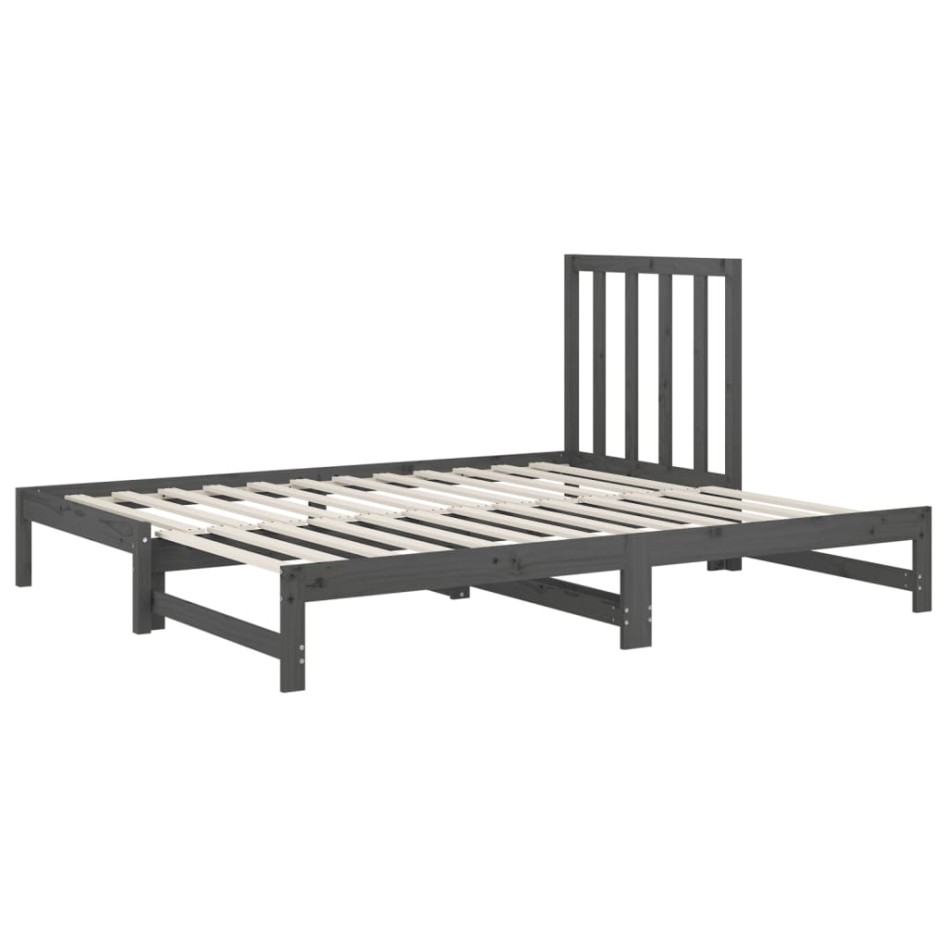 Sofá cama extraíble madera maciza de pino gris 2x(90x200)