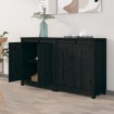 Aparador 2 uds de madera maciza de pino negro 70x35x80 cm