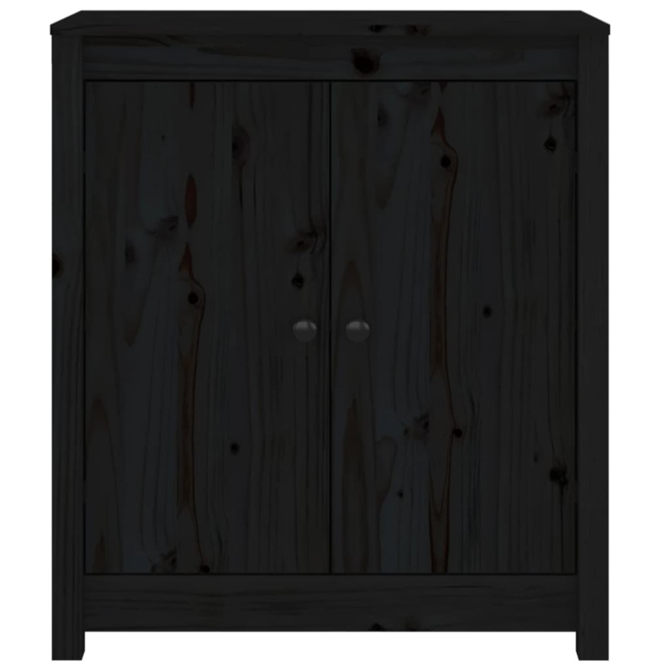 Aparador 2 uds de madera maciza de pino negro 70x35x80