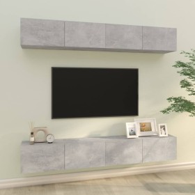 Muebles de TV 4 piezas gris hormigón 100x30x30