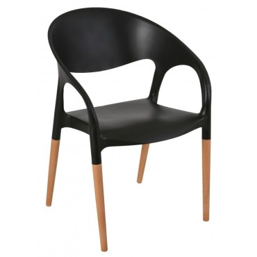 Silla apilable, modelo Moon con patas de madera