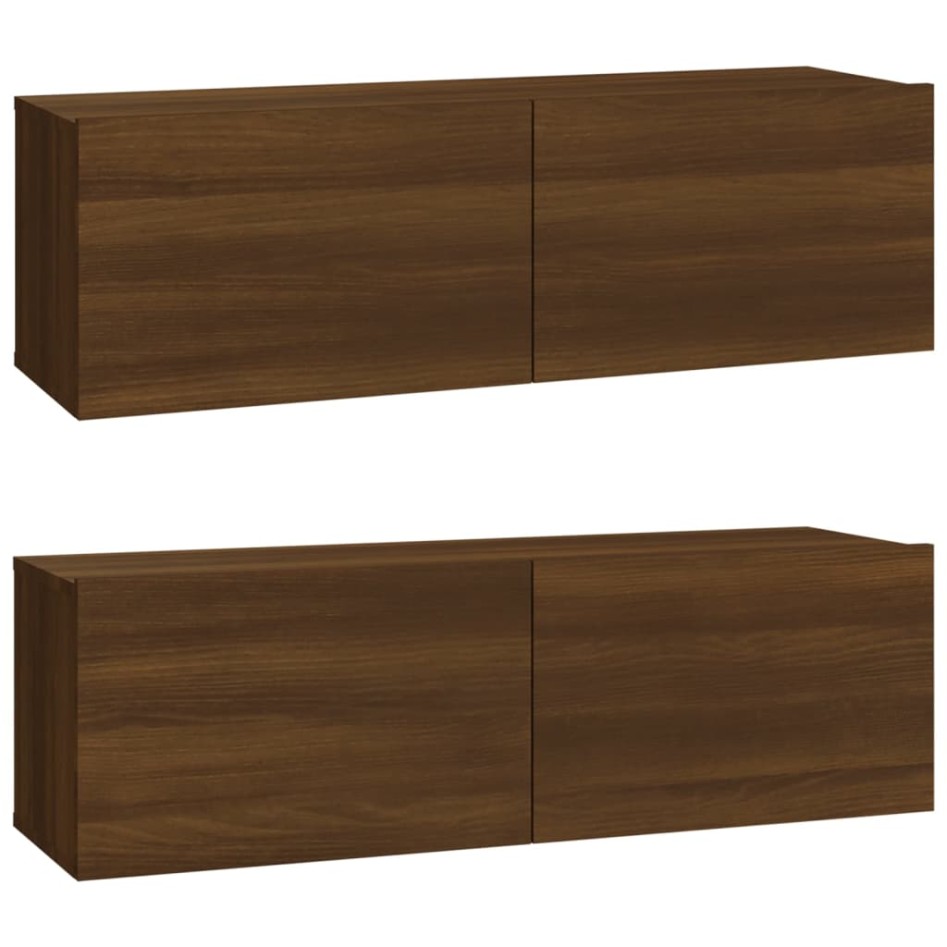 Set de muebles para TV 3 pzas madera contrachapada roble