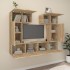 Set de muebles para TV 6 pzas madera contrachapada roble