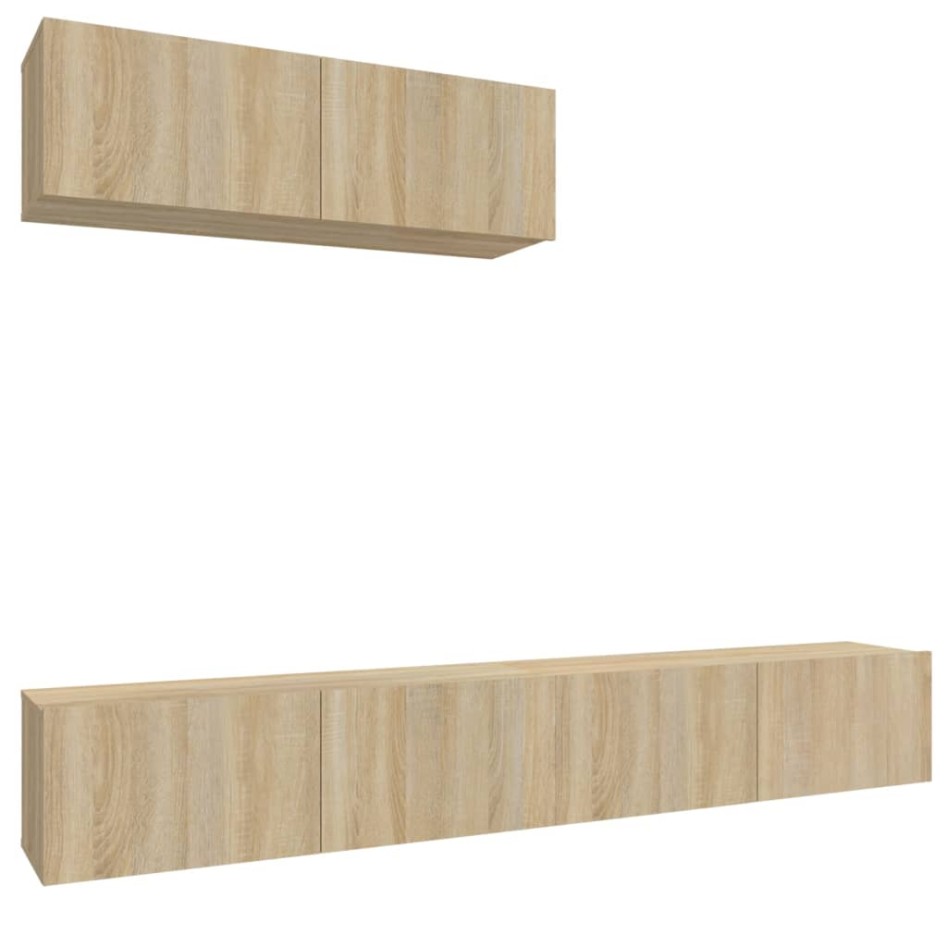 Set de muebles para TV 3 pzas madera contrachapada roble