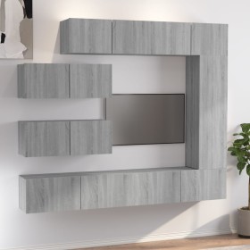 Set de muebles para TV 7 pzas madera contrachapada gris
