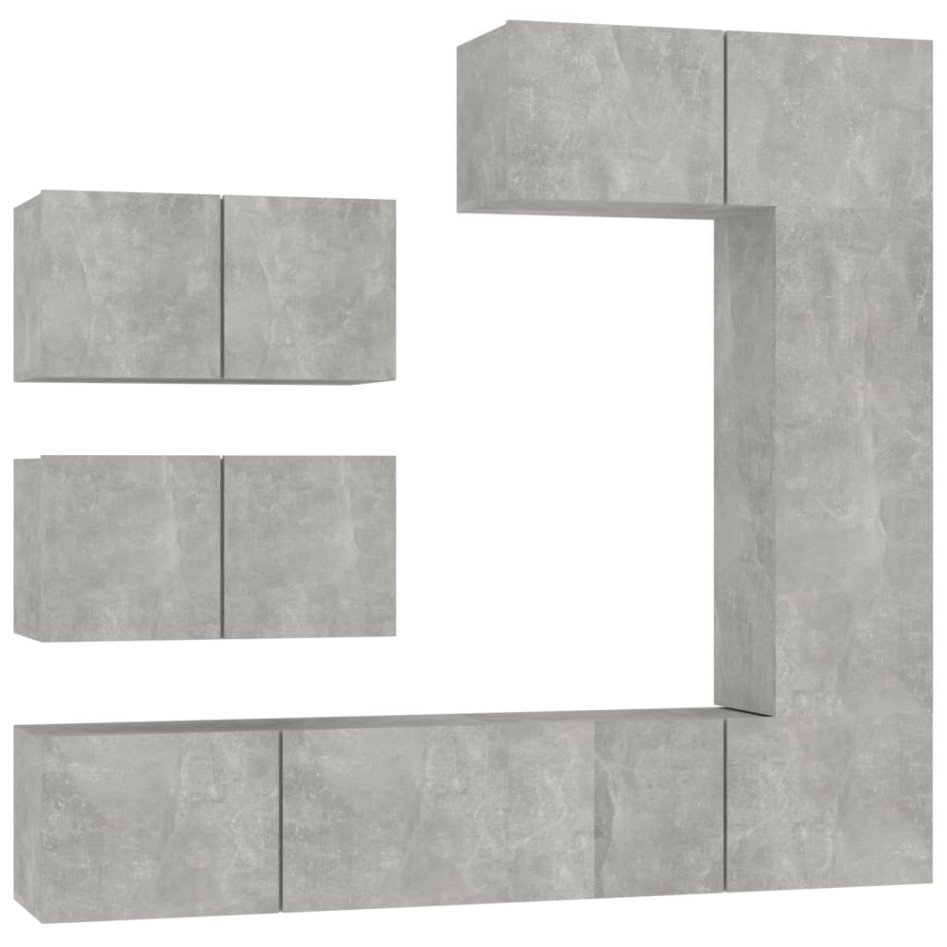 Set de muebles de TV 6 pzas madera contrachapada gris