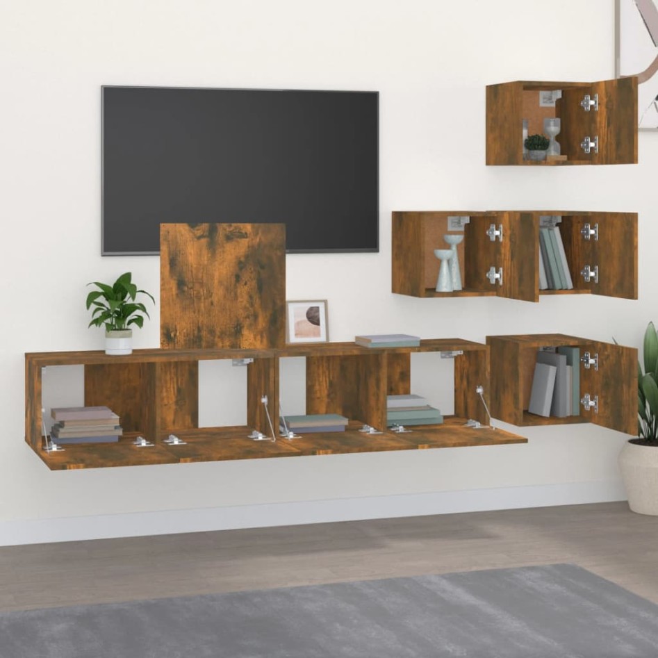 Mueble de pared para TV madera contrachapada roble