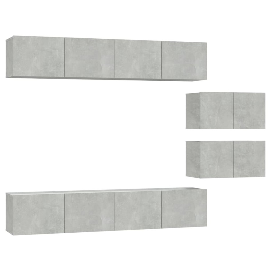 Set de muebles de TV 6 pzas madera contrachapada gris