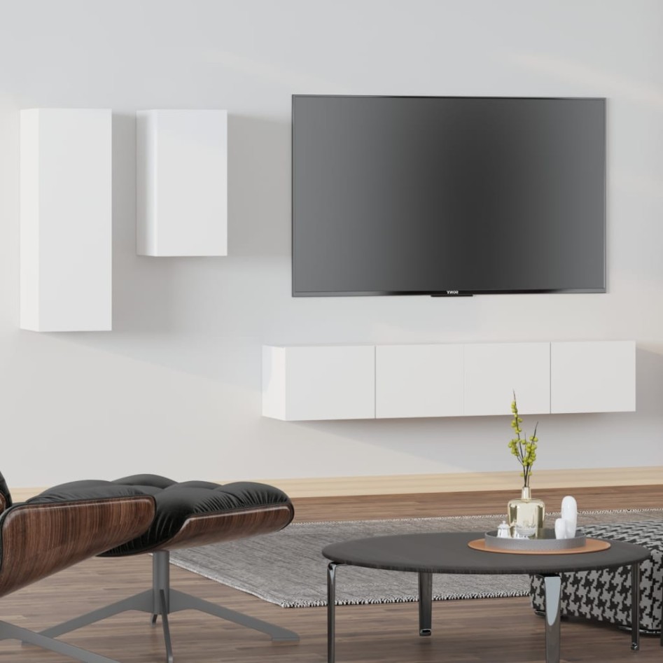 Set de muebles para TV 4 piezas madera contrachapada