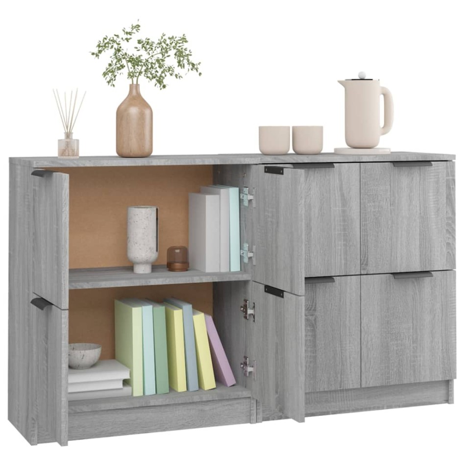 Aparadores 2 uds madera contrachapada gris Sonoma 60x30x70