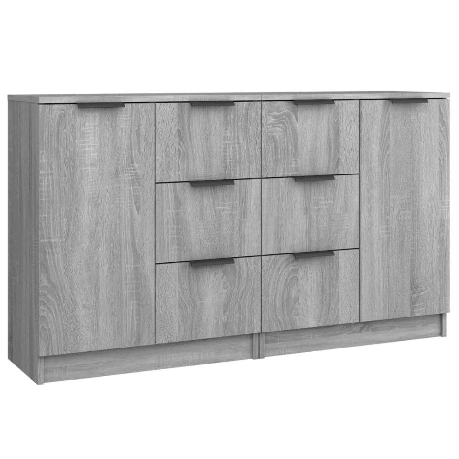 Aparadores 2 uds madera contrachapada gris Sonoma 60x30x70