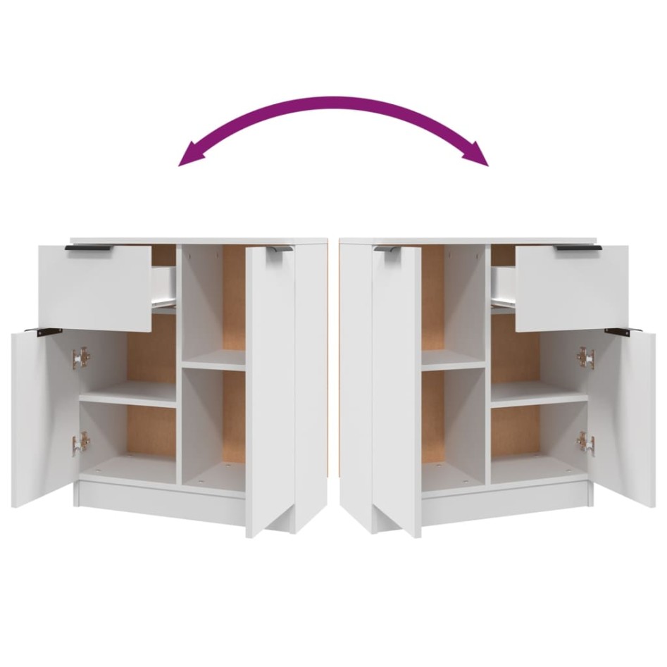 Aparadores 2 uds madera contrachapada blanco 60x30x70