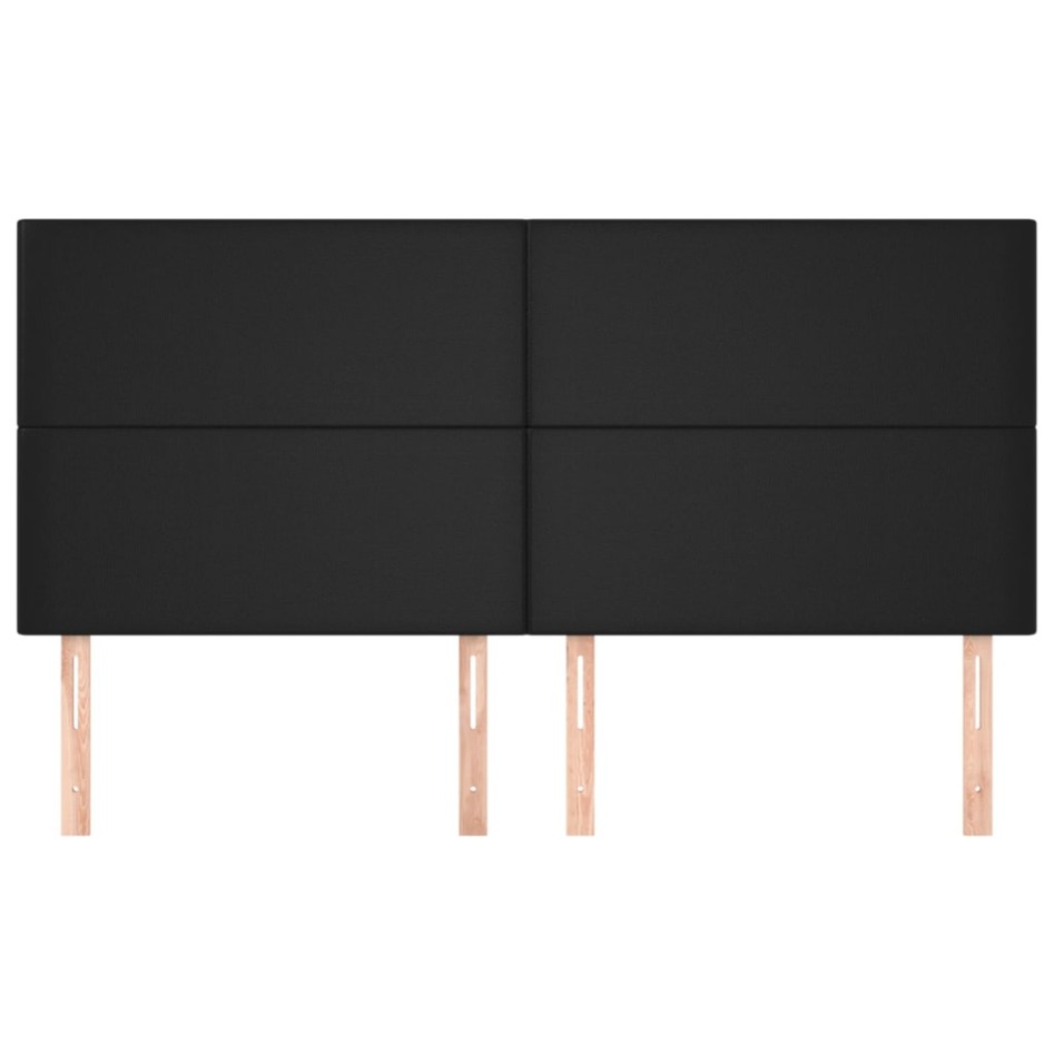 Cabeceros 4 unidades de cuero sintético negro 90x5x78/88