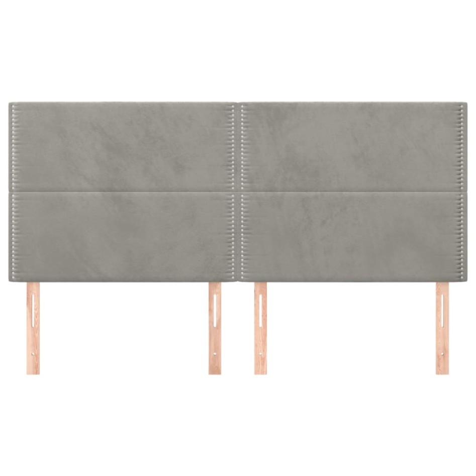 Cabeceros 4 unidades de terciopelo gris claro 90x5x78/88