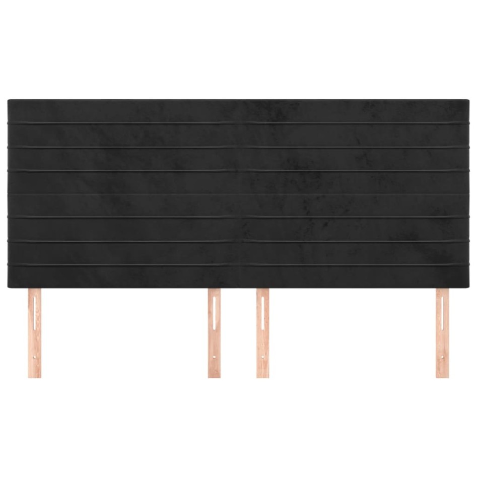 Cabeceros 4 unidades de terciopelo negro 100x5x78/88