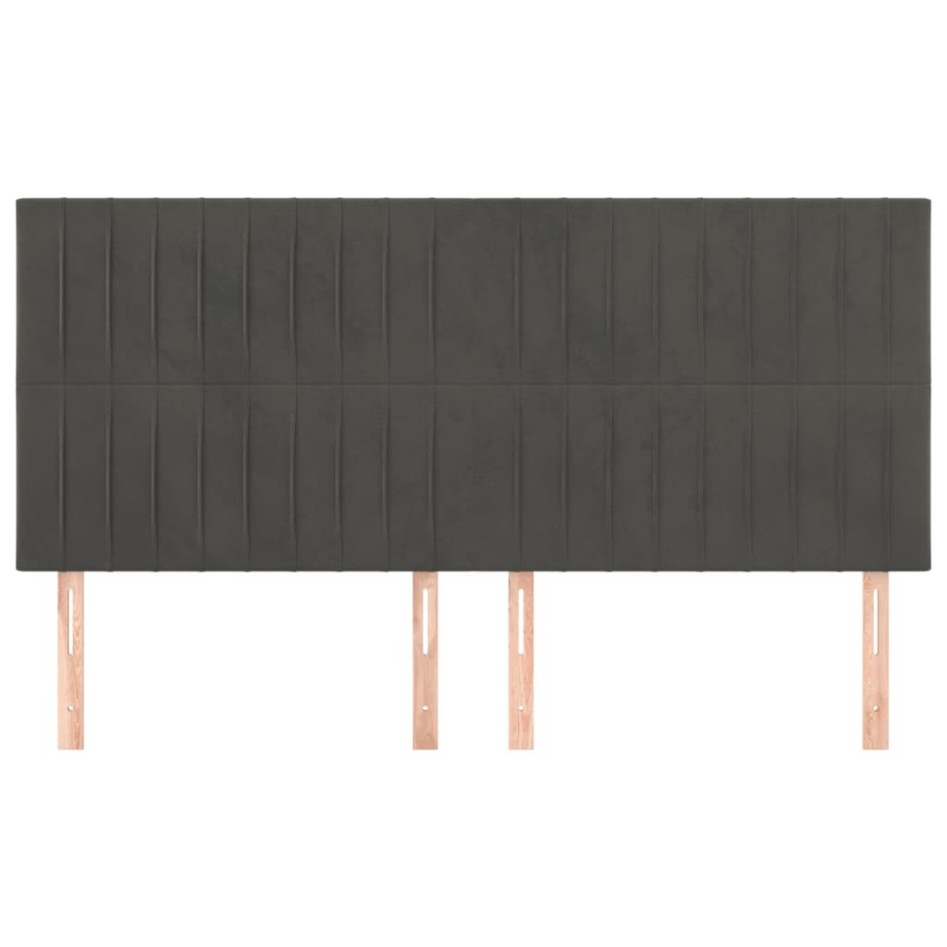 Cabeceros 4 unidades de terciopelo gris oscuro 80x5x78/88