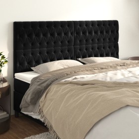 Cabeceros 4 unidades de terciopelo negro 100x7x78/88