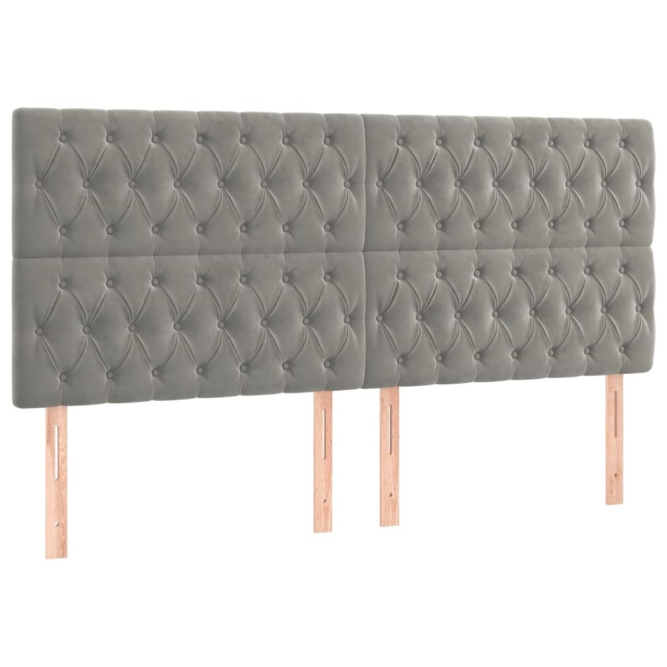 Cabeceros 4 unidades de terciopelo gris claro 100x7x78/88