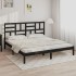 Estructura de cama de madera maciza de pino negra 200x200