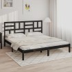 Estructura de cama de madera maciza de pino negra 200x200 cm