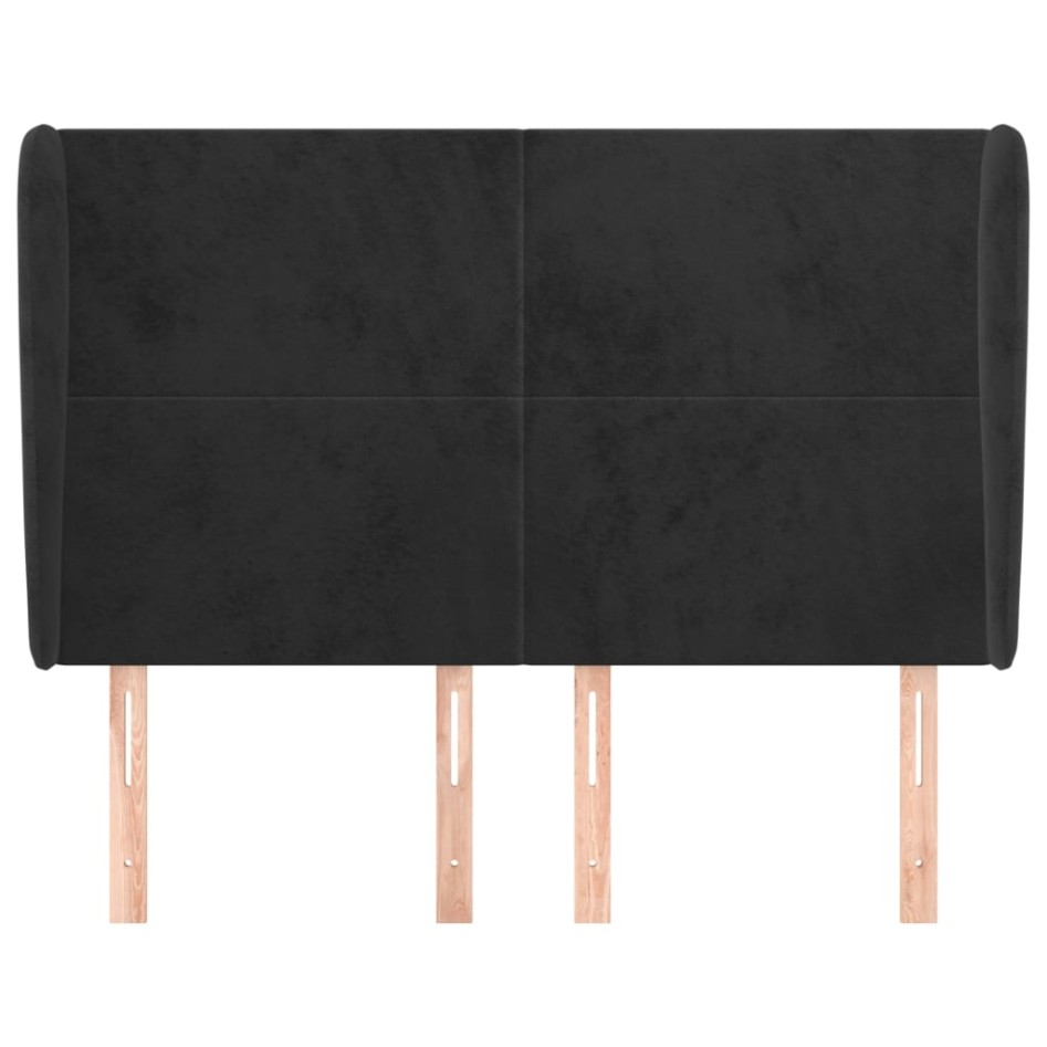 Cabecero con orejas de terciopelo negro 147x23x118/128