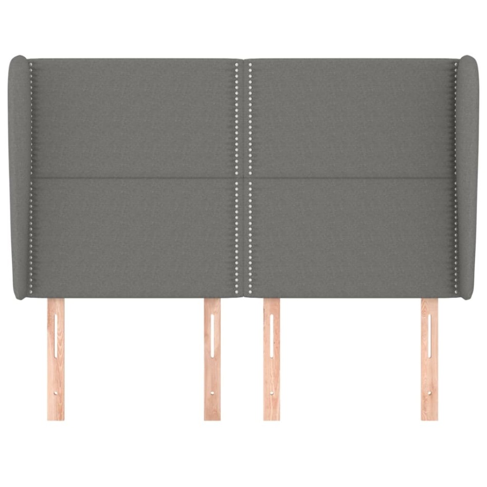 Cabecero con orejas de tela gris oscuro 147x23x118/128