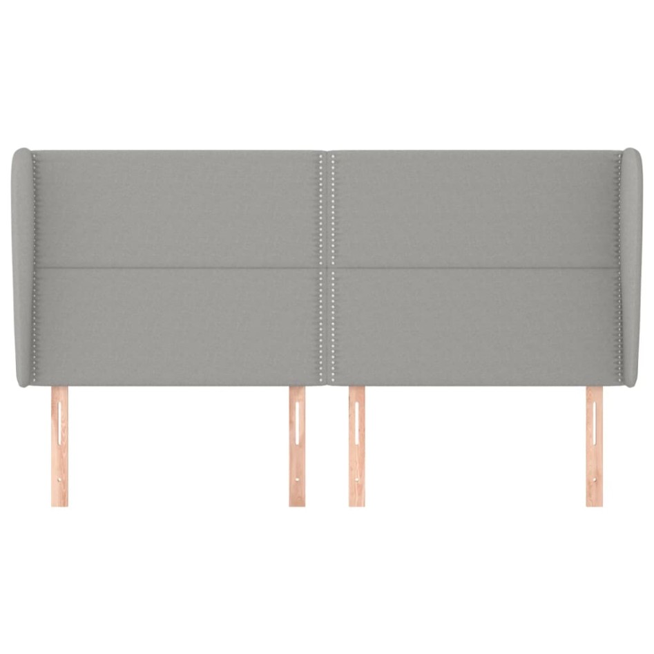 Cabecero con orejas de tela gris claro 163x23x118/128