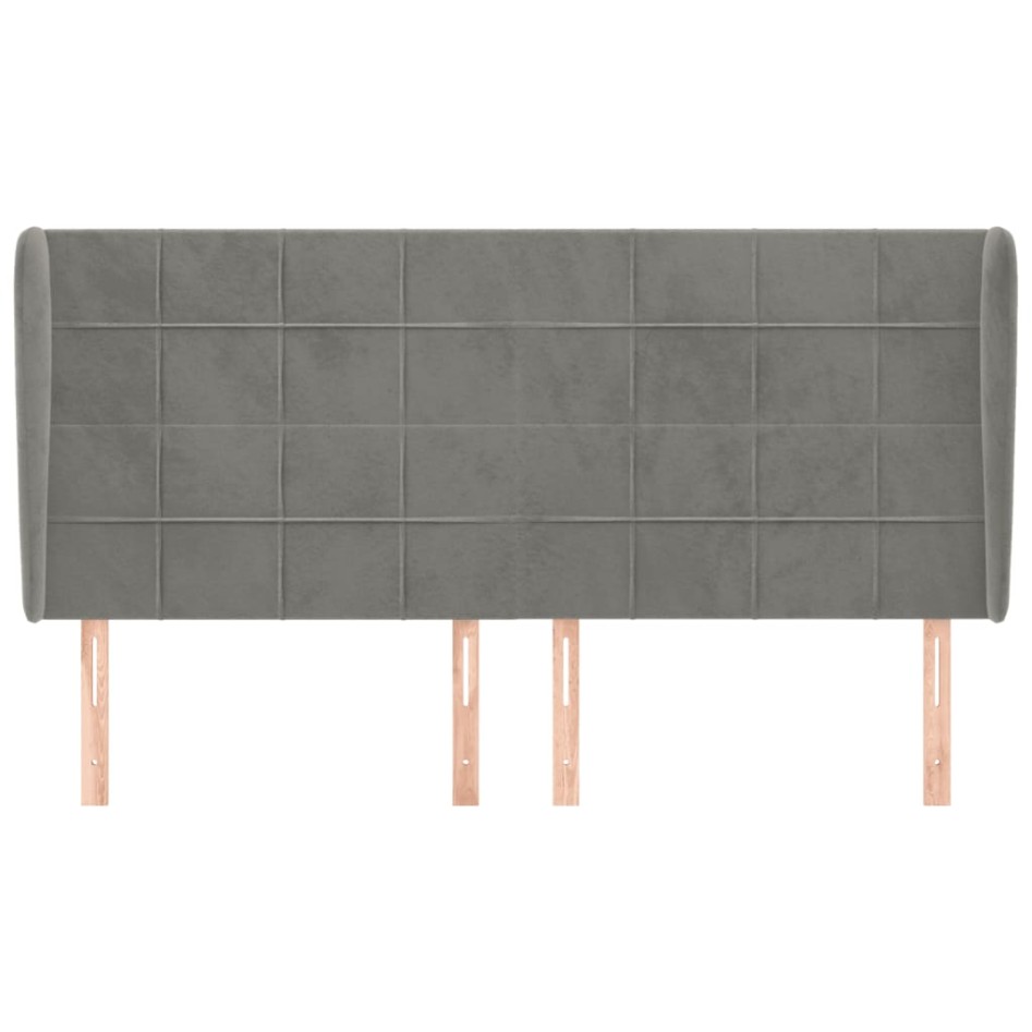 Cabecero con orejas de terciopelo gris claro 183x23x118/128