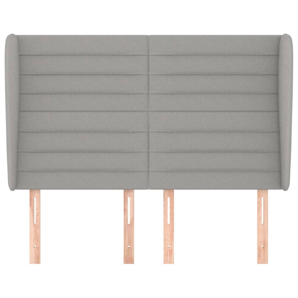 Cabecero con orejas de tela gris claro 147x23x118/128