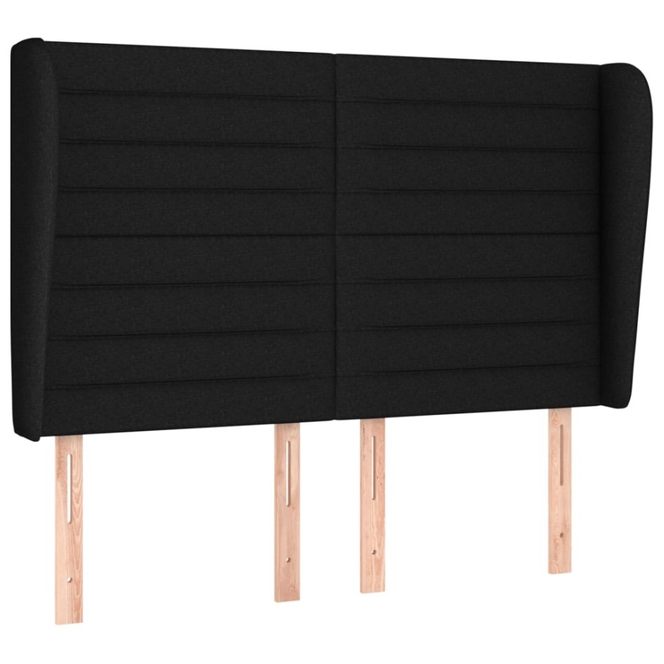 Cabecero con orejas de tela negro 147x23x118/128