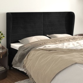 Cabecero con orejas de terciopelo negro 203x23x118/128