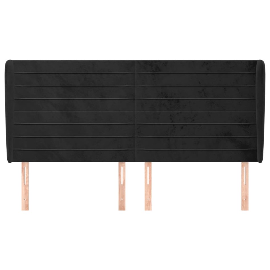 Cabecero con orejas de terciopelo negro 203x23x118/128