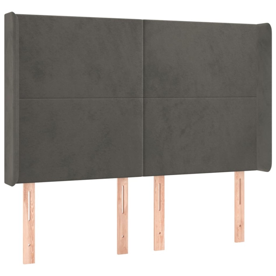 Cabecero con orejas de terciopelo gris oscuro 147x16x118/128