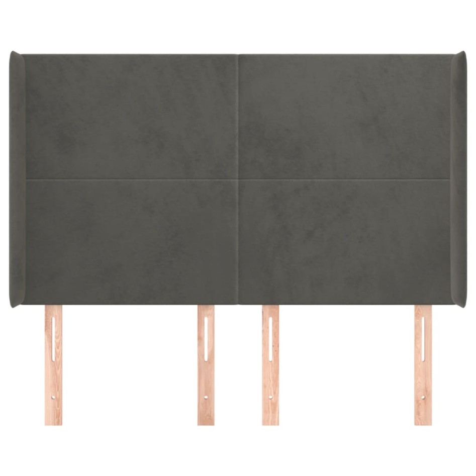 Cabecero con orejas de terciopelo gris oscuro 147x16x118/128