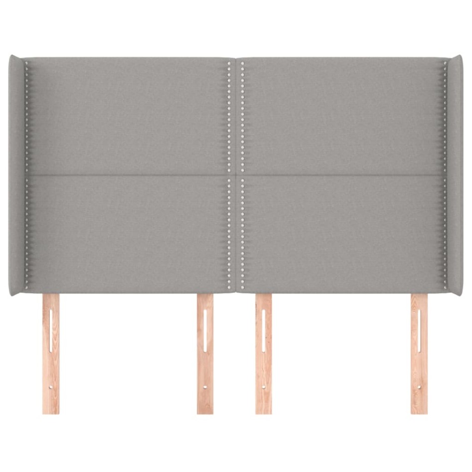 Cabecero con orejas de tela gris claro 147x16x118/128