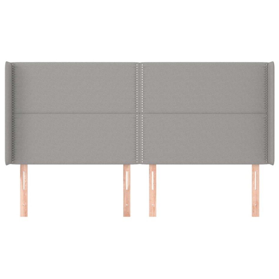 Cabecero con orejas de tela gris claro 163x16x118/128