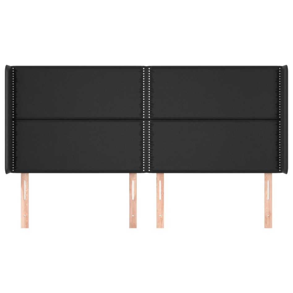 Cabecero con orejas de cuero sintético negro 203x16x118/128