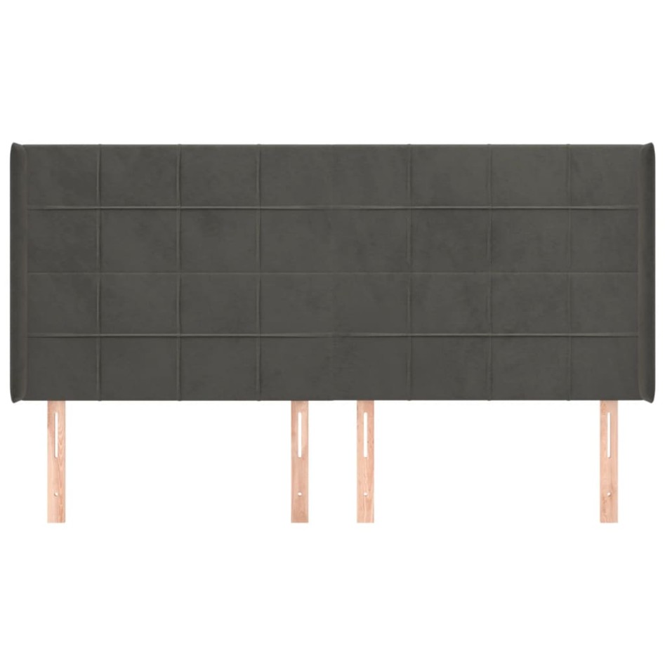 Cabecero con orejas de terciopelo gris oscuro 203x16x118/128