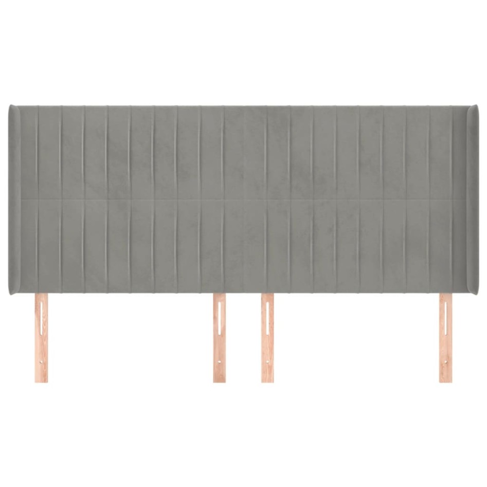 Cabecero con orejas de terciopelo gris claro 203x16x118/128