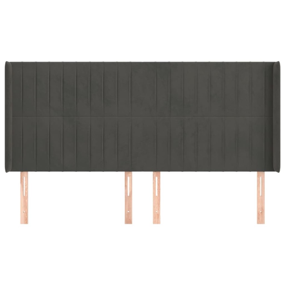 Cabecero con orejas de terciopelo gris oscuro 163x16x118/128