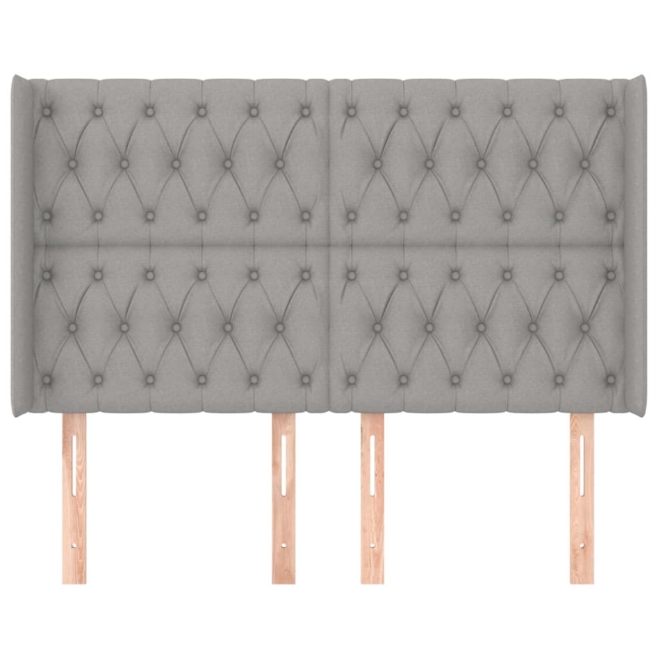 Cabecero con orejas de tela gris claro 163x16x118/128