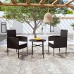 Juego de comedor para jardín 3 piezas ratán sintético negro