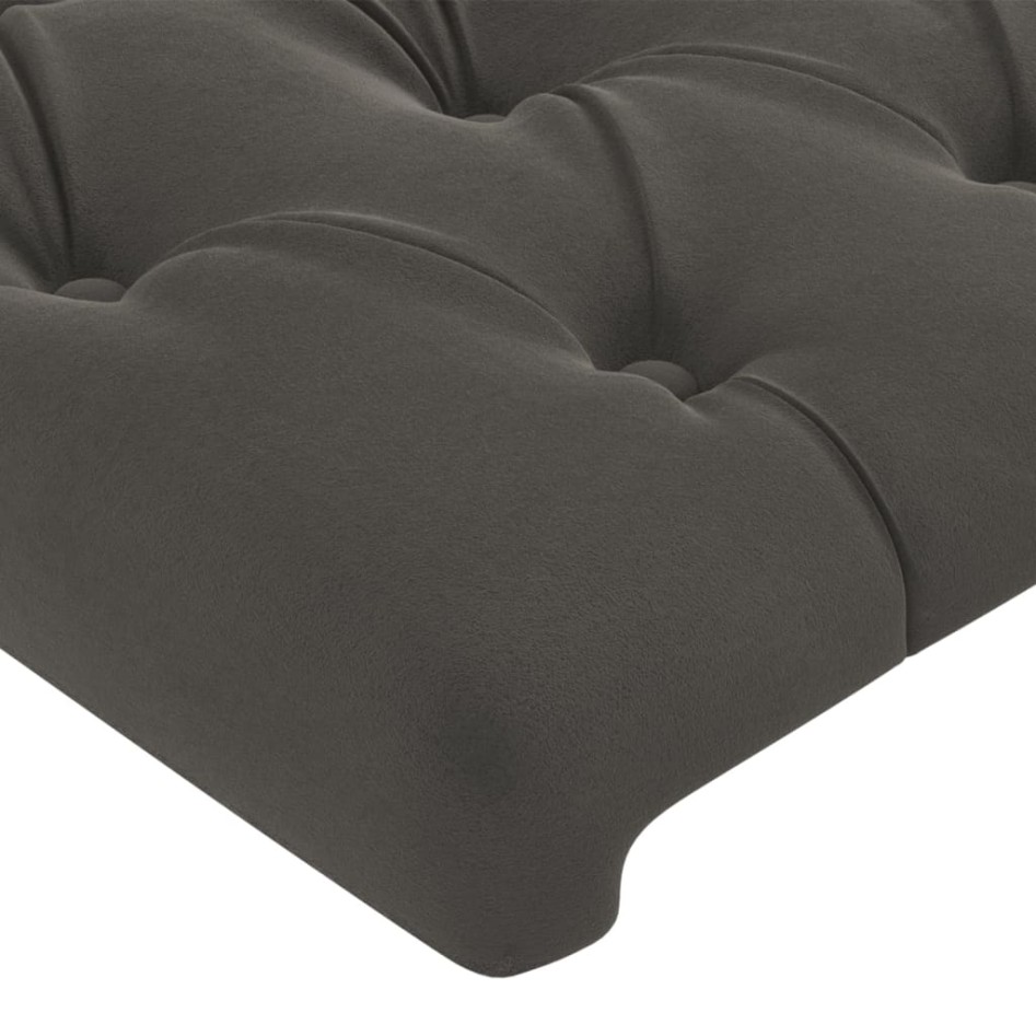 Cabecero con orejas de terciopelo gris oscuro 203x16x118/128