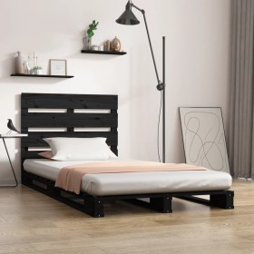 Estructura de cama madera maciza pino negro 75x190
