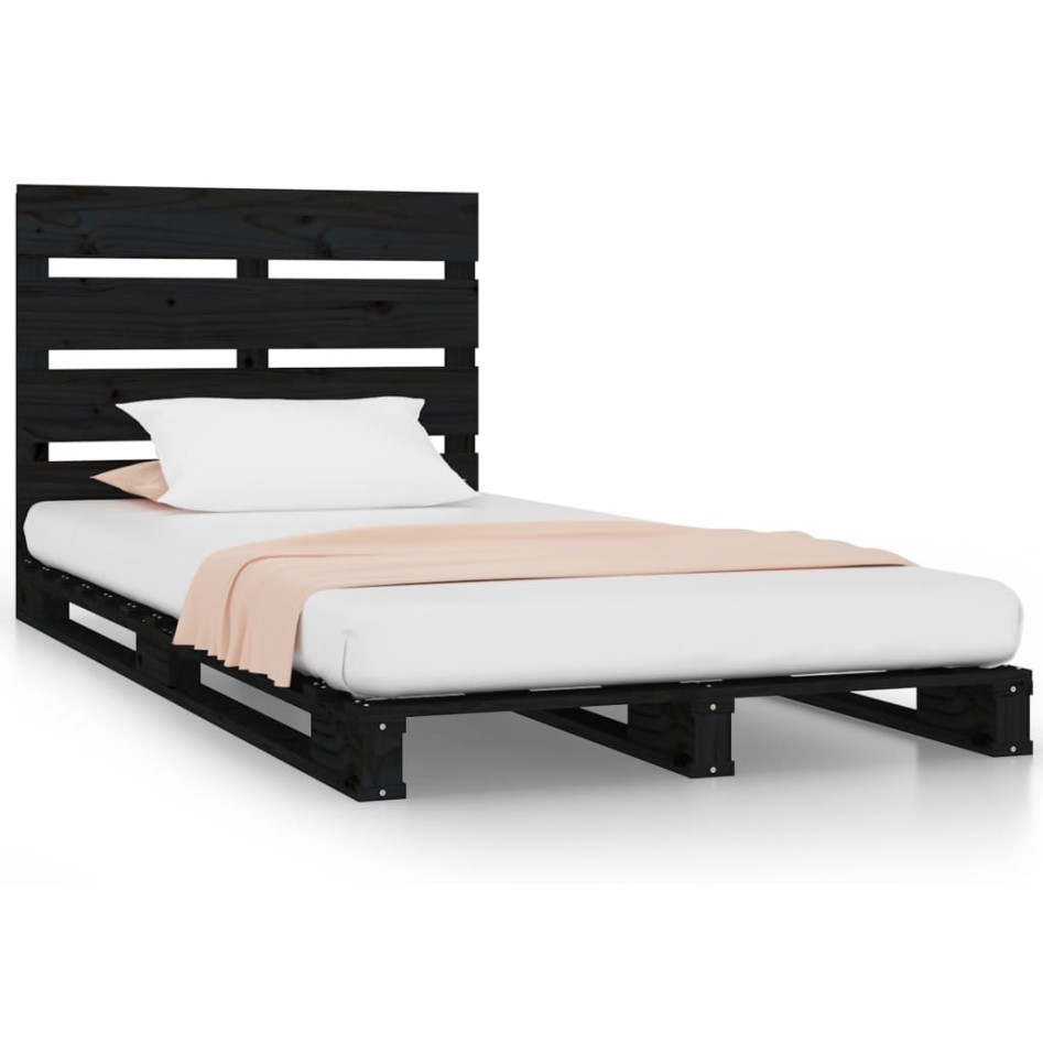Estructura de cama madera maciza pino negro 75x190