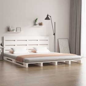 Estructura de cama madera maciza de pino blanco 120x200