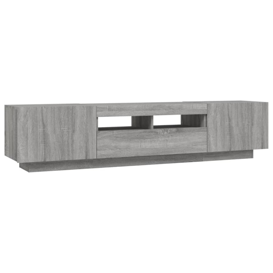 Set muebles TV con LEDs 2 pzas madera contrachapada gris