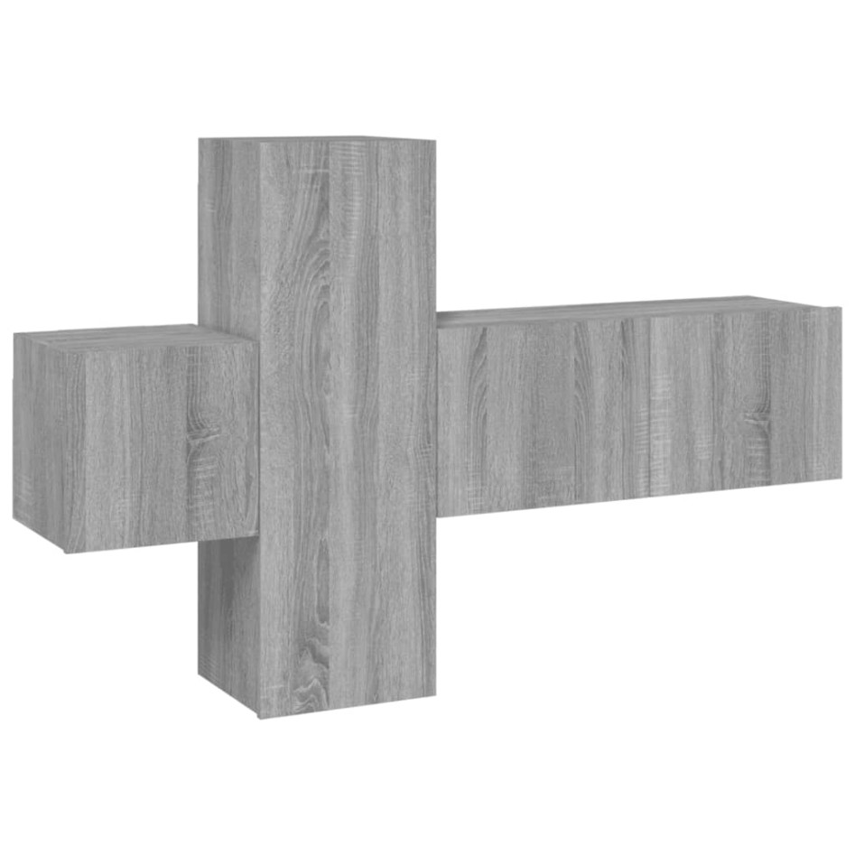 Set de muebles para TV 3 pzas madera contrachapada gris