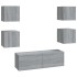 Juego de muebles de pared para TV contrachapado gris